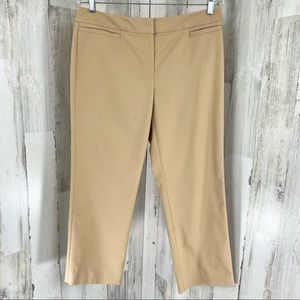 Lafayette 148 Pants Work Career Tan‎ Straight Leg High Rise Preppy Cropped Pants